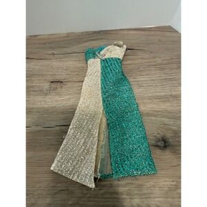 Vintage Barbie Teal Silver Serenade 3419 Metallic Gown Strapless Dress Flaw